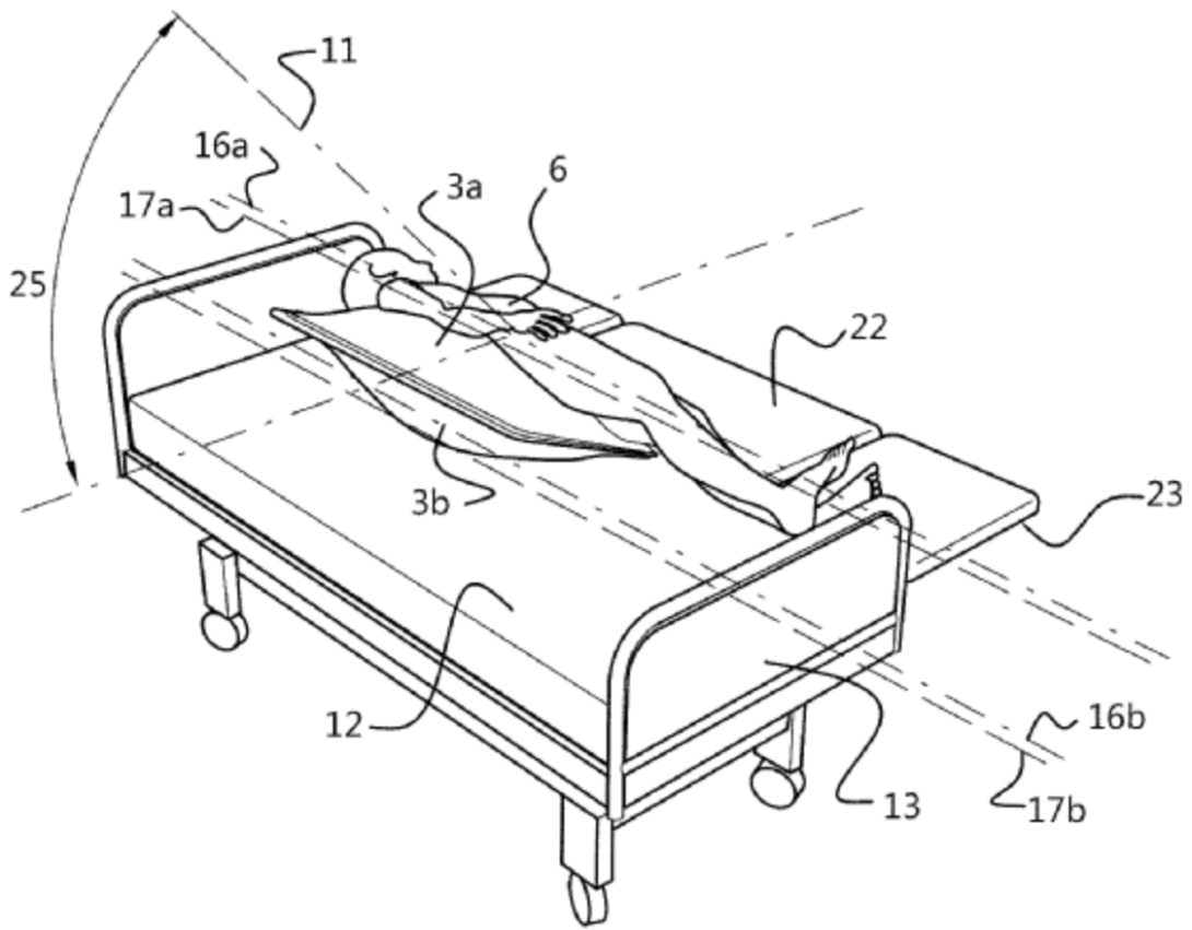An image included for the patent US20190201263, detailing an inflatable patient rotator